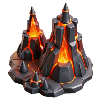 extraordinary classic Volcanic Island Game Asset 3D Lava Peaks high resolution png