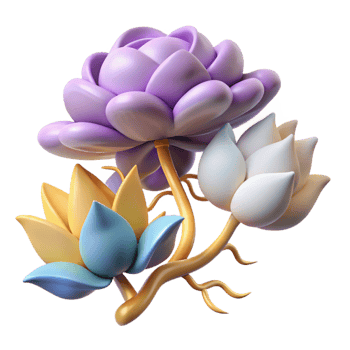 dramatic minimalist 3D Render of Colorful Flowers high resolution png