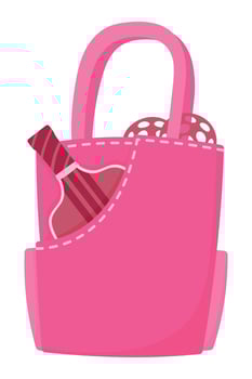 Pink Pickleball Tote Bag with Paddle and Balls. Stylish Sports Equipment for Women, Perfect for Active Lifestyles, Training, and Outdoor Games vector