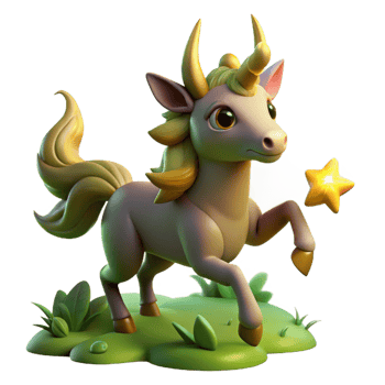 beautiful traditional Cute Unicorn with Star 3D Render authentic png