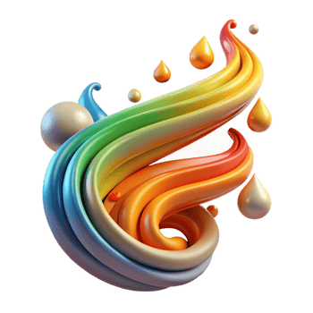 serene modern Rainbow Swirl Abstract 3D Liquid Art exclusive png