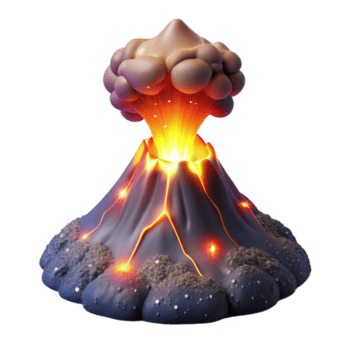 elegant vintage Volcanic Eruption A 3D Render of a Dramatic Eruption high quality png