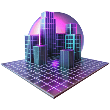 stunning modern Neon Cityscape 80s Retro Futuristic Architecture premium png