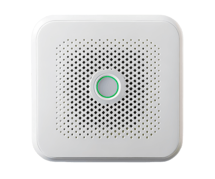 White Square Smoke Detector with Green LED Light on a transparent background png