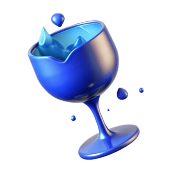 serene artistic Liquid in Goblet 3D Render of Spilled Blue Fluid genuine png