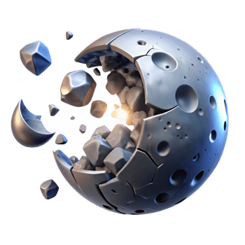 wonderful rustic Shattered Sphere Fragments of a Celestial Body high resolution png