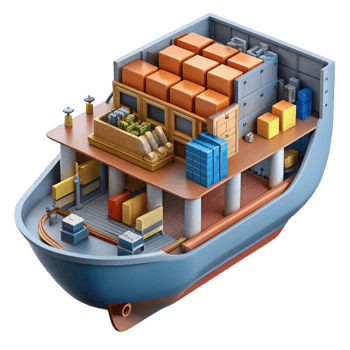 beautiful modern Cargo Ship Interior View of Freight and Logistics detailed png