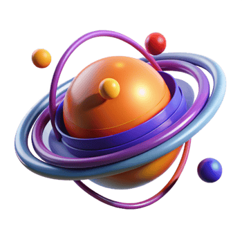 beautiful traditional Abstract Colorful 3D Sphere with Orbiting Rings exclusive png