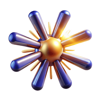 impressive contemporary Abstract 3D Golden Sphere with Blue Spikes high quality png