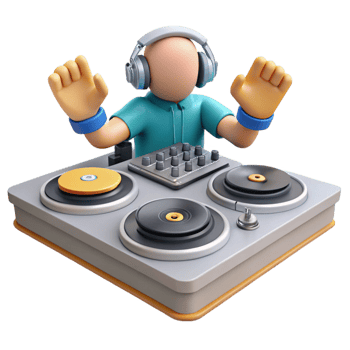 elegant traditional 3D DJ Turntable Illustration Music Mixer, Headphones, Party Vibes original png