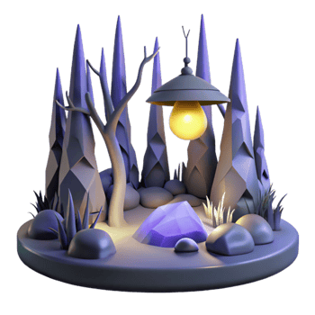beautiful vintage Crystalline Forest Illuminated 3D Render of Mystical Scene authentic png