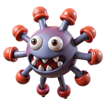 serene vintage Cute 3D Virus Illustration Cartoon Microbe Design detailed png