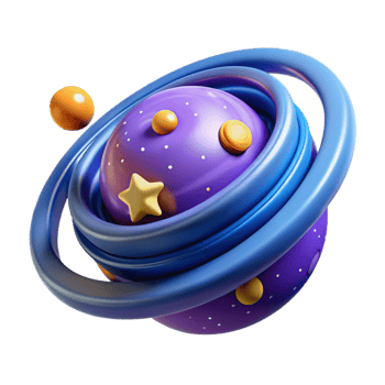 serene minimalist Celestial Sphere 3D Render Purple Planet with Rings and Stars genuine png