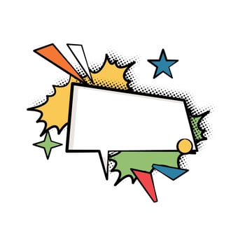 Layered Pop Art Speech Bubble with Bold and Bright Halftone Shadows vector