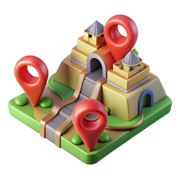 magnificent traditional 3D Map Icons Location Pin Markers on Castle Illustration exclusive png