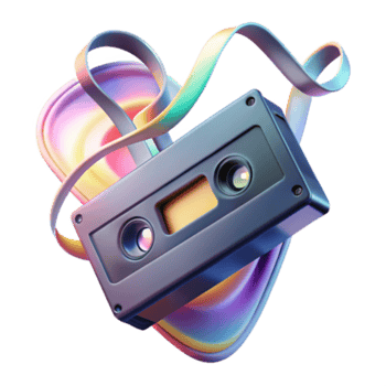 beautiful vintage Audio Cassette Tape with Speaker and Ribbon 4K png