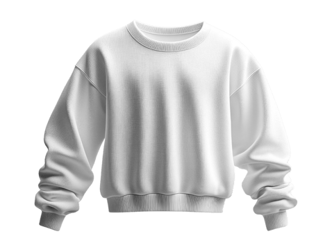 white sweatshirt with relaxed fit and long sleeves, perfect for casual wear png
