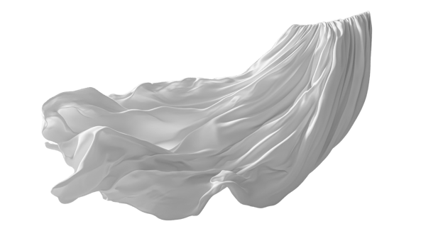 flowing white fabric drapes elegantly, creating soft and airy appearance. texture and movement evoke sense of lightness and png