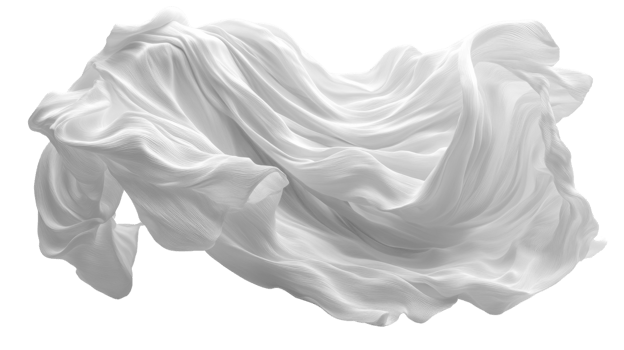 flowing white fabric creates elegant and soft visual effect png
