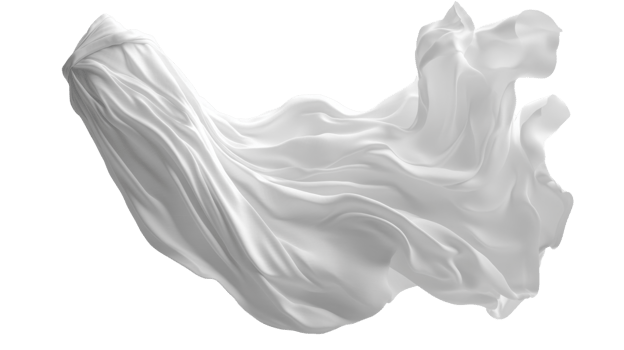 flowing white fabric drapes gracefully in air, creating sense of elegance and movement png