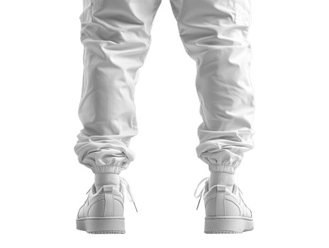 White joggers and sneakers from back, showcasing modern style png