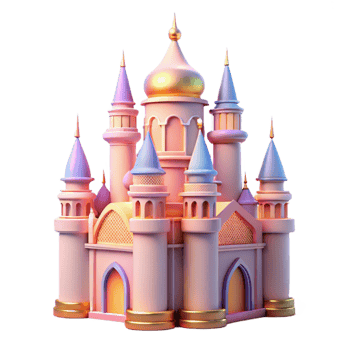 extraordinary artistic Enchanted Fairytale Castle 3D Render high resolution png