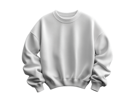 A cozy white sweatshirt with relaxed fit and ribbed cuffs, perfect for casual wear png