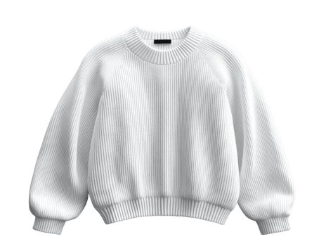 Cozy white ribbed sweater with relaxed fit and long sleeves. Perfect for casual wear png