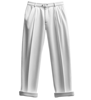 Elegant white trousers with pleats and rolled cuffs, perfect for formal occasions png