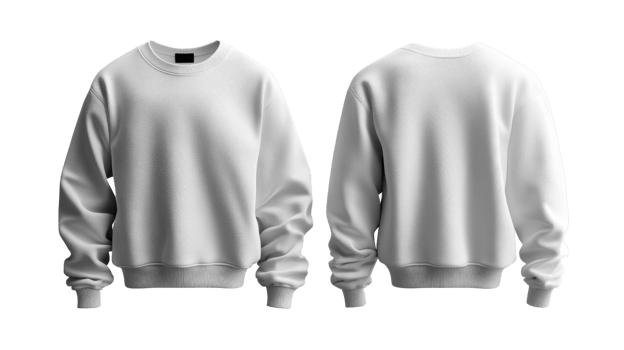 White sweatshirt front and back view, perfect for casual wear or branding png