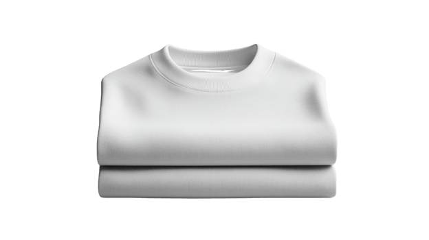 folded white sweatshirt on transparency background, showcasing its soft texture and clean design png