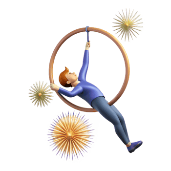 serene modern Aerialist on Ring with Fireworks exclusive png
