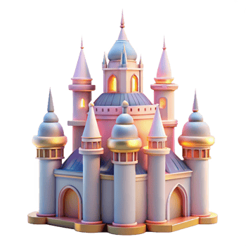extraordinary contemporary Enchanted Fairytale Castle 3D Render genuine png
