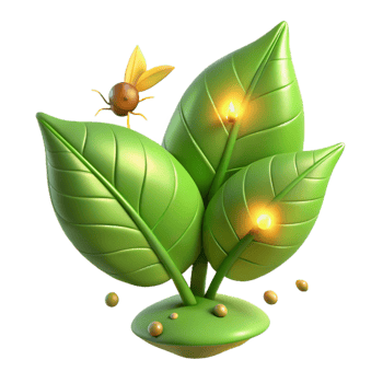 extraordinary contemporary Glowing Leaves and Insect 3D Render exclusive png