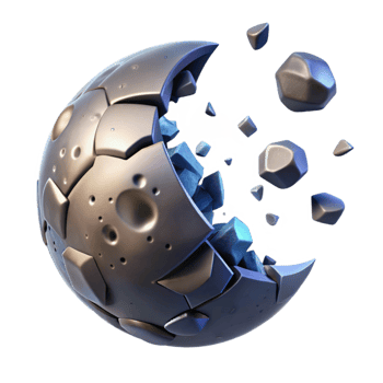 serene abstract Shattered Sphere Fragments of a Metallic Orb high quality png
