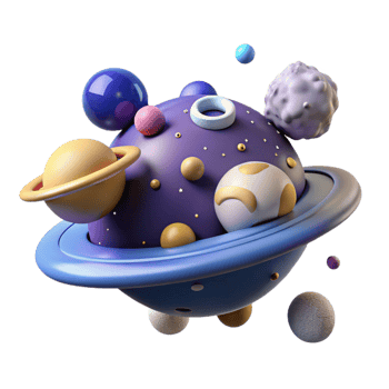 extraordinary modern Abstract Colorful Planets and Moons in Space high quality png