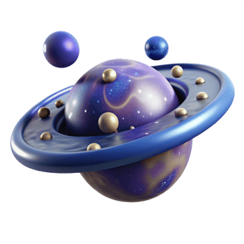 dramatic vintage Cosmic Planet with Ring System and Moons genuine png