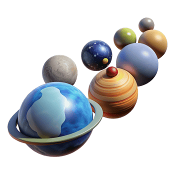elegant vintage Celestial Bodies Planetary System Visualization high quality png
