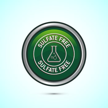 Sulfate free icon design illustration. No sulphate badge label for product warranty, Green color round button design vector
