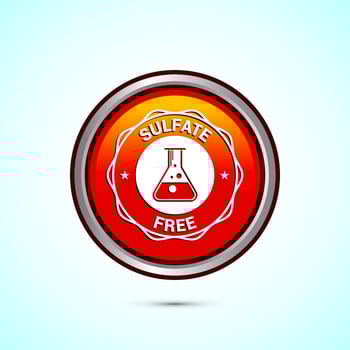 Sulfate free icon design illustration. No sulphate badge label for product warranty, Orange color round button design vector