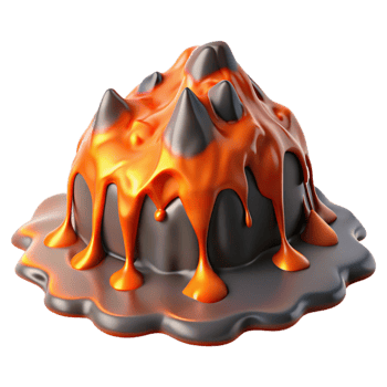 impressive classic Molten Rock, Spiky Peaks, Lava Flow, 3D Render detailed png