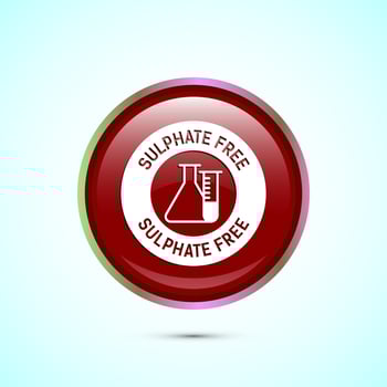 Sulfate free icon design illustration. No sulphate badge label for product warranty, Red color round button design vector