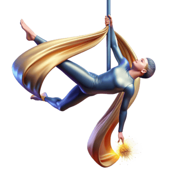 Aerial Silk Artist Gracefully Flowing with Fabric png