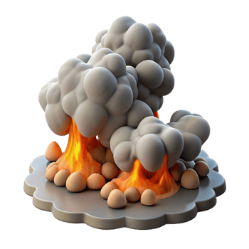 beautiful creative Stylized Smoke and Fire 3D Render of an Eruption genuine png