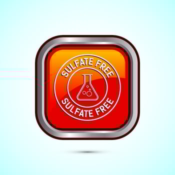 Sulfate free icon design illustration. No sulphate badge label for product warranty, Orange color square button design vector