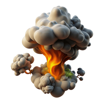 impressive minimalist Stylized Smoke and Fire Explosion detailed png