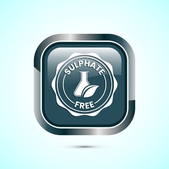 Sulfate free icon design illustration. No sulphate badge label for product warranty, Gray color square button design vector