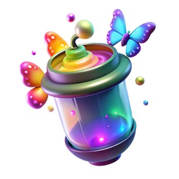 magnificent creative Rainbow Capsule with Butterflies detailed png
