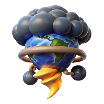 stunning vintage Global Storm 3D Render of Planet with Thundercloud original png