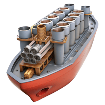 vibrant traditional Vessel with Multiple Launch Systems Internal Design and Engineering genuine png